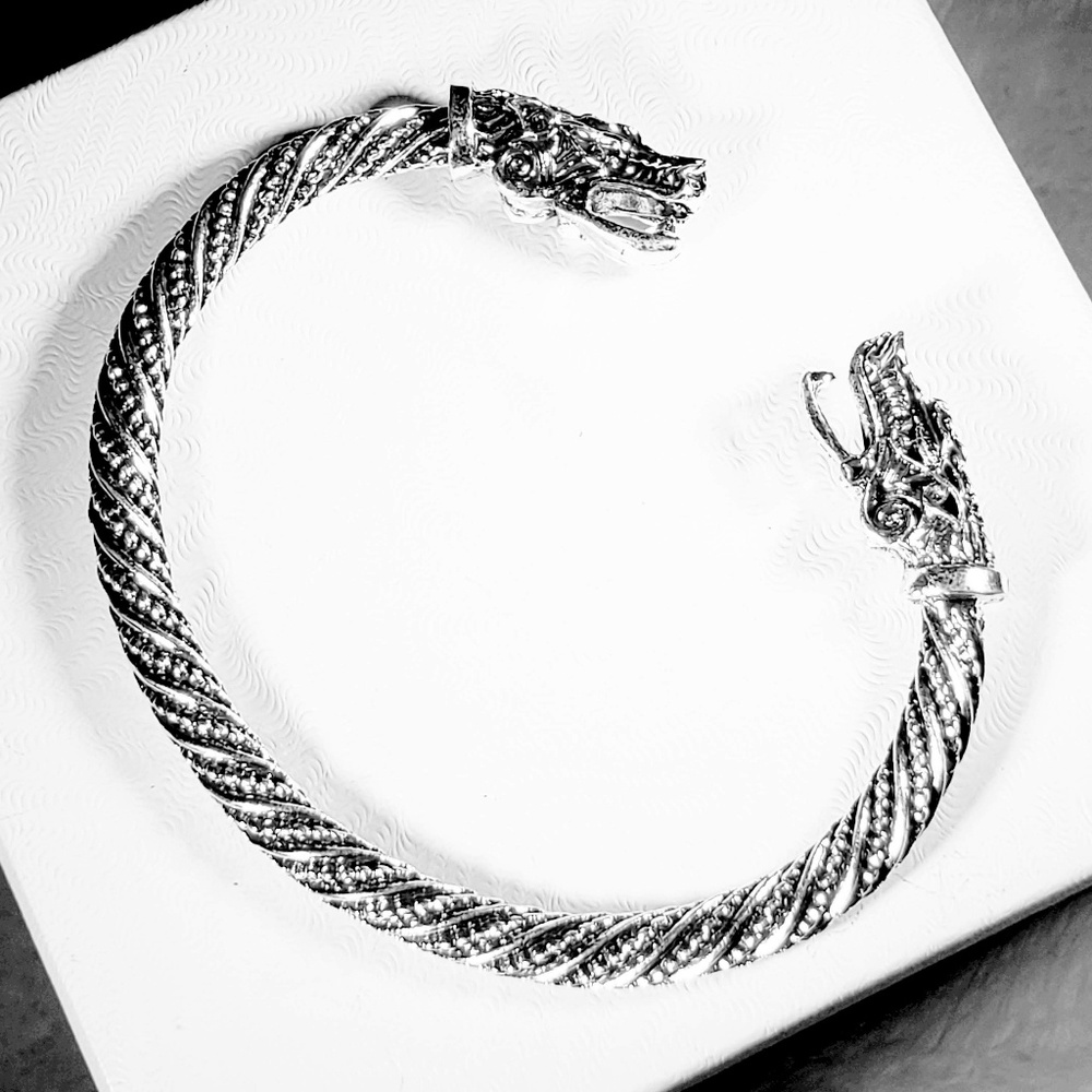 Fenrir Viking Wolf Bangle Cuff Adjustable Bracelet